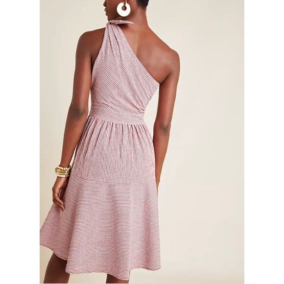 Anthropologie GMG Martha Size Small red, white & blue stripe one shoulder dress - Picture 1 of 15